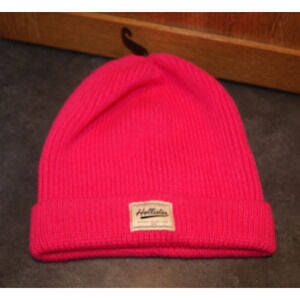 Hollister Winter Beanie Hat Cap Pink Knit Cuffed Womens OSFA Casual Ski *NEW*